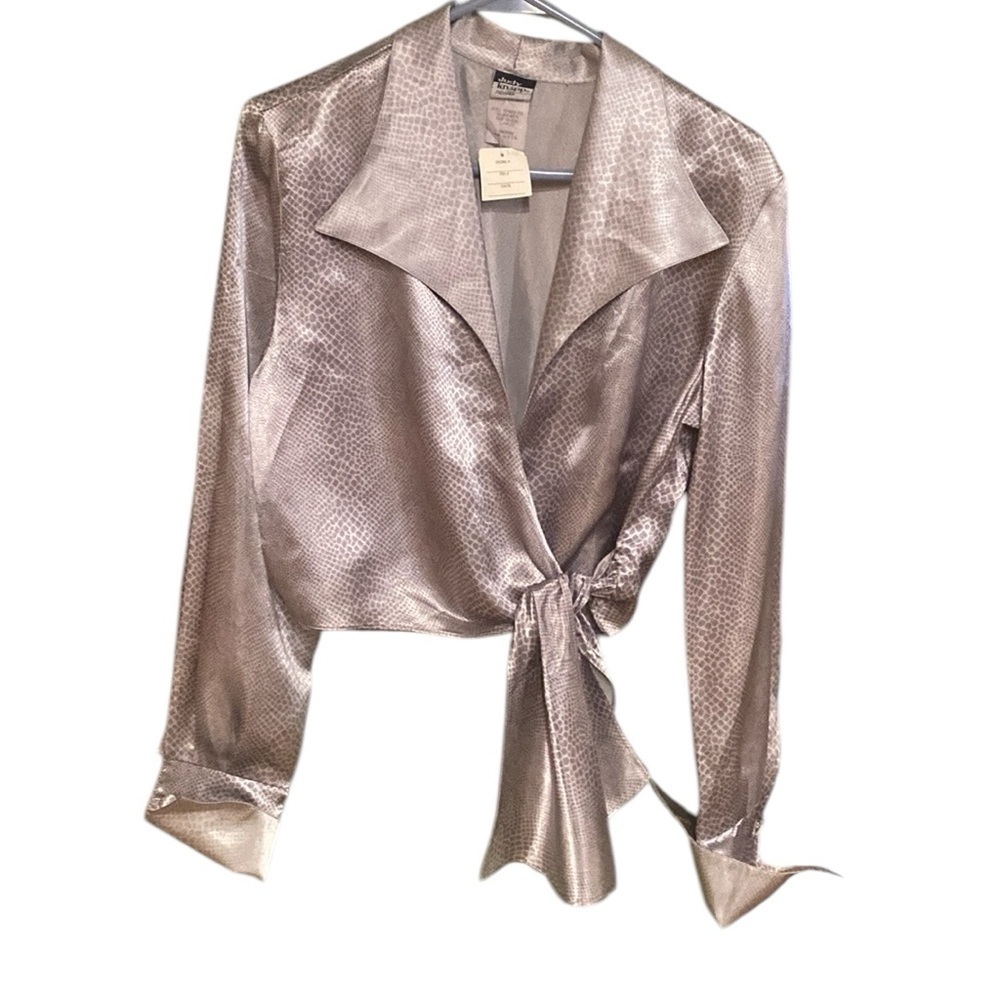 NWT Judy Knapp California Vintage Shiny Snakeskin Print SideTied Top Size 
Large